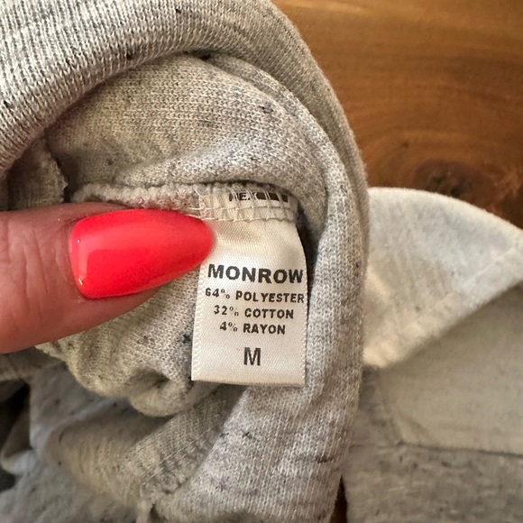 Monroe Reverse Contrast Rib Gray Raglan Sweatshirt - M - Picture 6 of 7